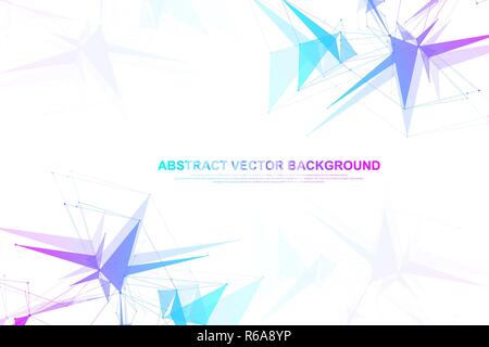 Abstract polygonal background with connected lines and dots. Minimalistic geometric pattern. Molecule structure and communication. Graphic plexus background. Science, medicine, technology concept Stock Vector
