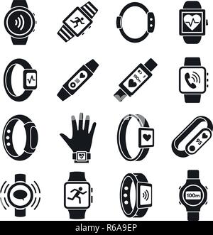 Health fitness tracker icon set. Simple set of health fitness tracker vector icons for web design on white background Stock Vector