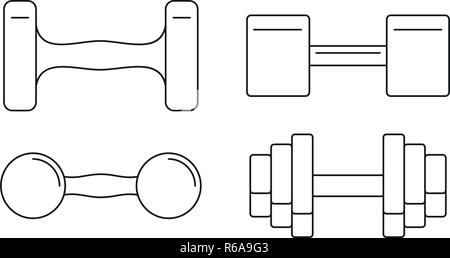 Hand dumbell icon set. Outline set of hand dumbell vector icons for web design isolated on white background Stock Vector