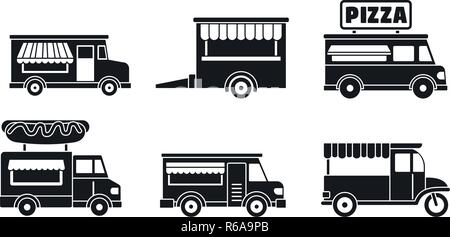 Market food truck icon set. Simple set of market food truck vector icons for web design on white background Stock Vector