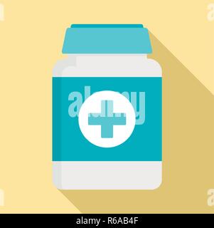 Pills box for pet icon. Flat illustration of pills box for pet vector icon for web design Stock Vector