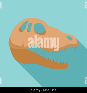 Dinosaur skull head icon. Flat illustration of dinosaur skull head ...