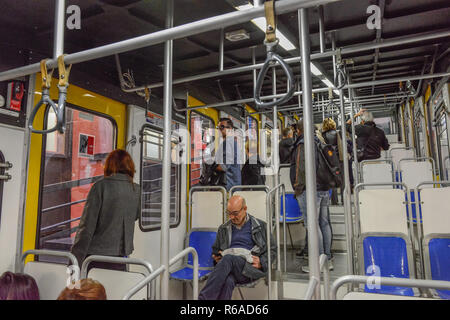 Funicular railway Funicolare Tu Montesanto, Naples, Italy, Standseilbahn Funicolare di Montesanto, Neapel, Italien Stock Photo