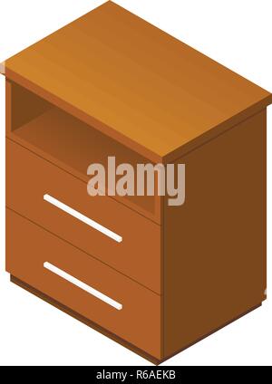 Wood drawer icon. Isometric of wood drawer vector icon for web design isolated on white background Stock Vector
