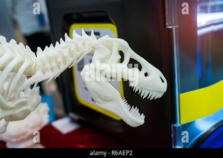 3D printer printing dragon head figure close-up Stock Photo