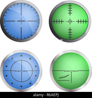 Crosshair target icon set, realistic style Stock Vector