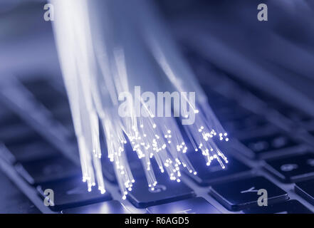Abstract Optical Fibers on keyboard Stock Photo