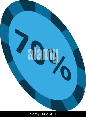 Minus 70 percent sale icon, isometric style Stock Vector