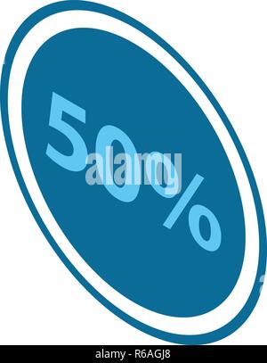 Minus 50 percent sale icon, isometric style Stock Vector