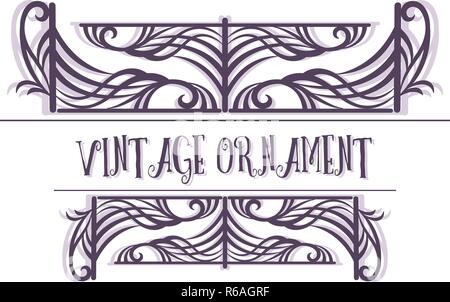 Vintage Ornament, Decorative Frame with Abstract Pattern, Black and Grey Contours Isolated on White Background. Vector Stock Vector