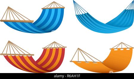 Hammock icon set. Realistic set of hammock vector icons for web design Stock Vector