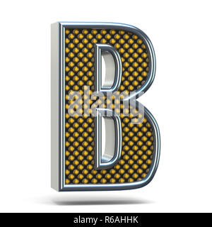 Chrome metal orange dotted font Letter B 3D Stock Photo