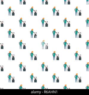 Woman blacksmith pattern seamless vector repeat for any web design Stock Vector