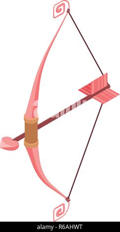 Cupid bow weapon icon, isometric style Stock Vector