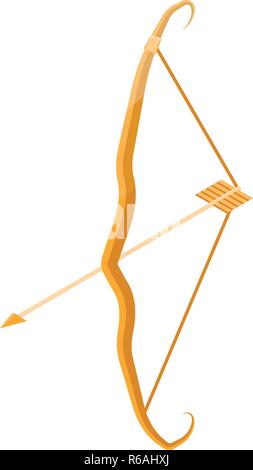 Gold bow weapon icon, isometric style Stock Vector
