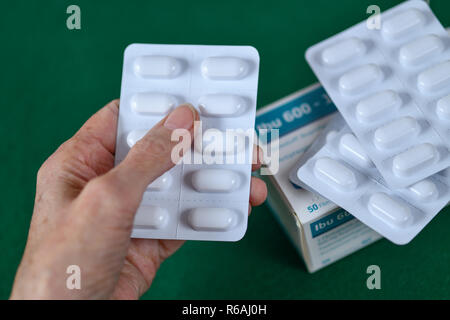 To Ibuprofen tablets, Ibuprofen Tabletten Stock Photo