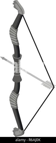 Metal bow weapon icon, isometric style Stock Vector