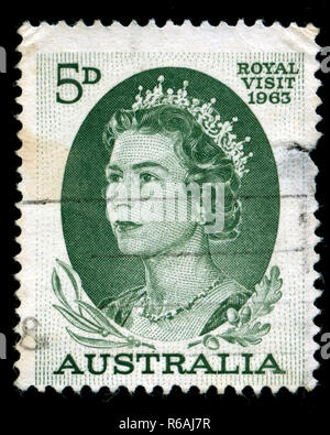 Postage stamp from Australia in the Royal Visit 1963 series Stock Photo