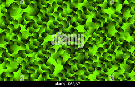 UFO green abstract background full of hexagons of various shades Stock Photo