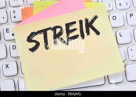 strike strike demonstration demo protest business concept sticky note Stock Photo