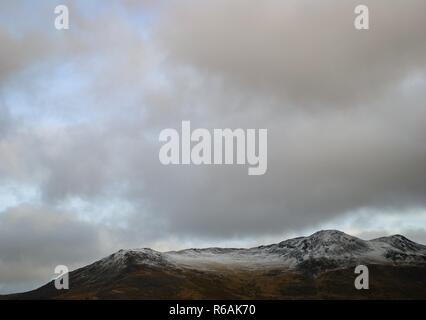 Snow capped mountains of snowdonia Stock Photo
