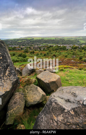 Autumn on Ilkley Moor, above the town of Ilkley, West Yorkshire, England, UK Stock Photo