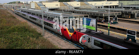 Virgin Pendalino trains at Milton Keynes railway station, Buckinghamshire, England; UK Stock Photo