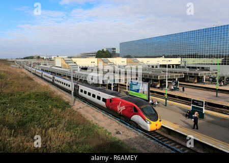 Virgin Pendalino trains at Milton Keynes railway station, Buckinghamshire, England; UK Stock Photo