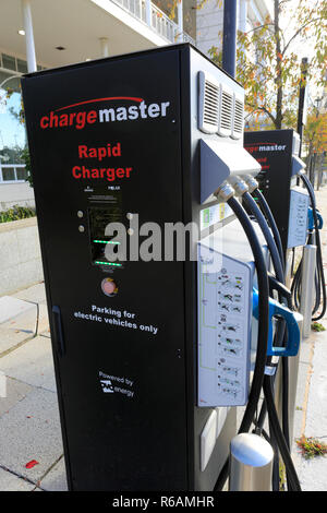 Electric Car charging point, Central Milton Keynes, Buckinghamshire, England; UK Stock Photo