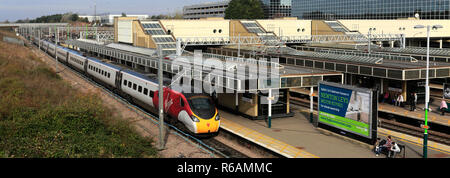 Virgin Pendalino trains at Milton Keynes railway station, Buckinghamshire, England; UK Stock Photo