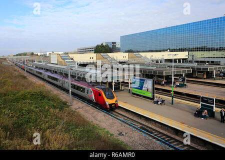 Virgin Pendalino trains at Milton Keynes railway station, Buckinghamshire, England; UK Stock Photo