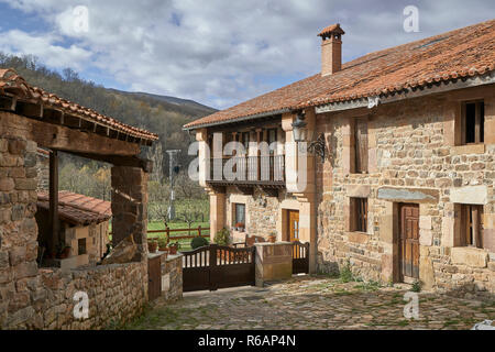 Bárcena Mayor, declared the prettiest town in Spain, Cantabria, Europe Stock Photo