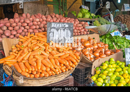 vegetables and salad on a market in valparaiso,chile Stock Photo