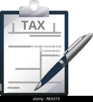 Tax Return Form on Clipboard with Pen - Icon as EPS 10 File Stock Vector