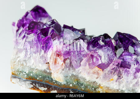 Sharp and detailed Amethyst stone detail - a violet variety of a quartz Stock Photo