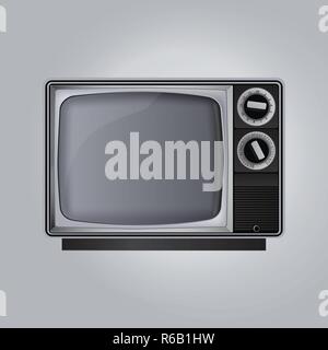 Old TV set isolated on gray background, vector illustration Stock Vector