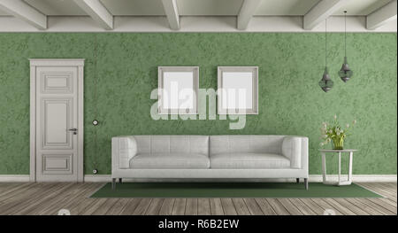 White and green classic living room Stock Photo