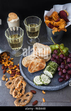 Creamy Cheese And Savoury Snacks Stock Photo