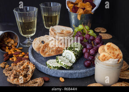 Creamy Cheese And Savoury Snacks Stock Photo