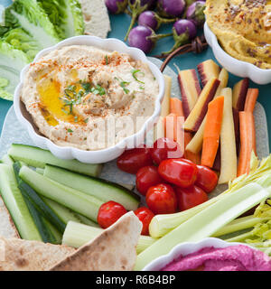 Hummus And Fresh Vegetables Stock Photo
