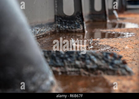 Details and different images of locomotives, marshalling yard, wagons, carriages and train stations in an old industrial heritage museum in the nether Stock Photo