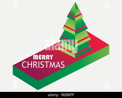 Merry Christmas. Isometric Christmas tree, 3d icon gradient. Vector illustration Stock Vector
