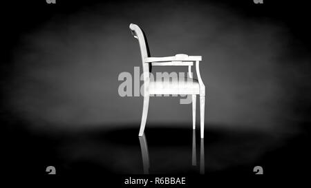 3d rendering of a white chair on a black background Stock Photo