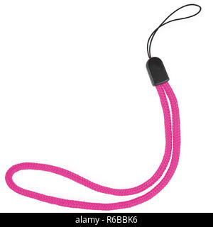 Isolated Pink Wrist Strap for Cameras and Phones on White Background Stock Photo