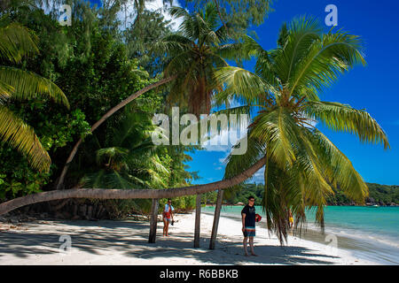 Cote D'Or one of the most beautiful beaches in Praslin Seychelles Stock Photo