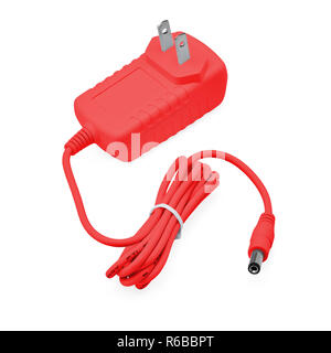 Isolated Red Wire for Wall Outlet on White Background Stock Photo