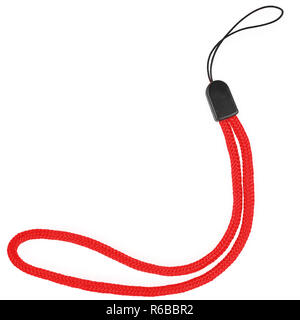 Isolated Red Wrist Strap for Cameras and Phones on White Background Stock Photo