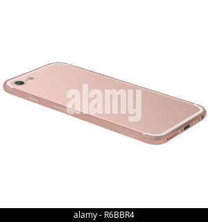 Isolated Classy Rose Gold Business Mobile Phone on White Background Stock Photo