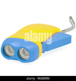 Isolated Yellow and Blue Kids Flash Light on White Background Stock Photo