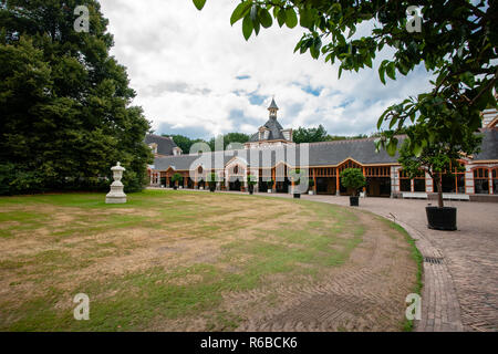 Typical traditional architecture based on the chalet or craft style at the former royal palace 'Het Loo' in Apeldoorn, the Netherlands Stock Photo